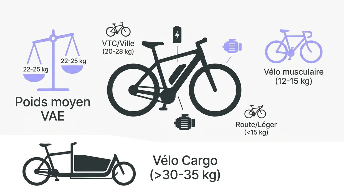 Comparaison du poids entre un vélo électrique et un vélo musculaire classique