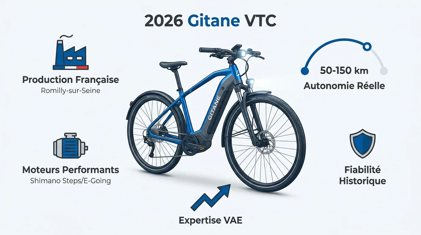VTC électrique Gitane performant pour la ville et la randonnée